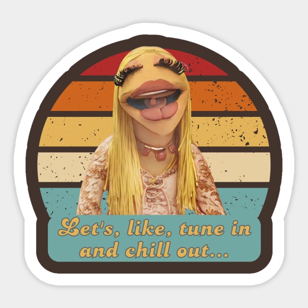 Janice Hippie Band Member Retro Puppet Icon Sticker by WearablePSA